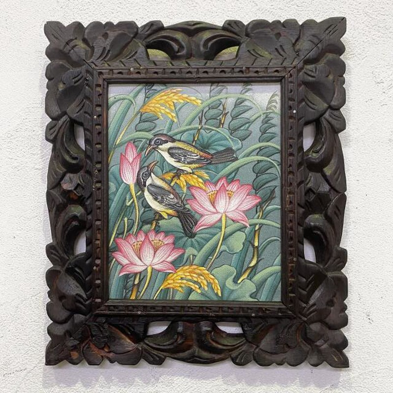 バリの絵画 ウブド 花 油絵 バリの絵画 ウブド 花 油絵 バリの絵画ウブド