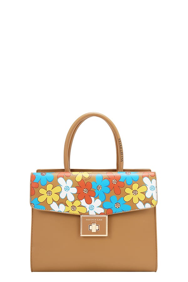 Nicole Lee USA Flower Pop Satchel Bag- Taupe – S&E Retail Expo