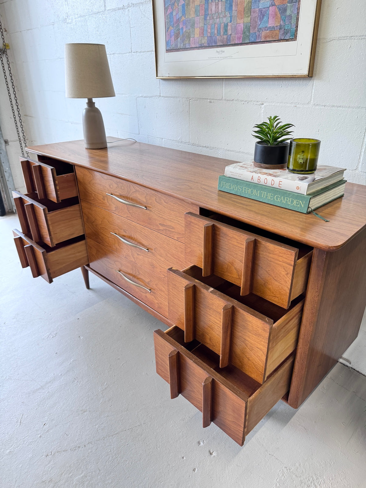 Mid Century Walnut Triple Dresser/Credenza by Kent Coffey