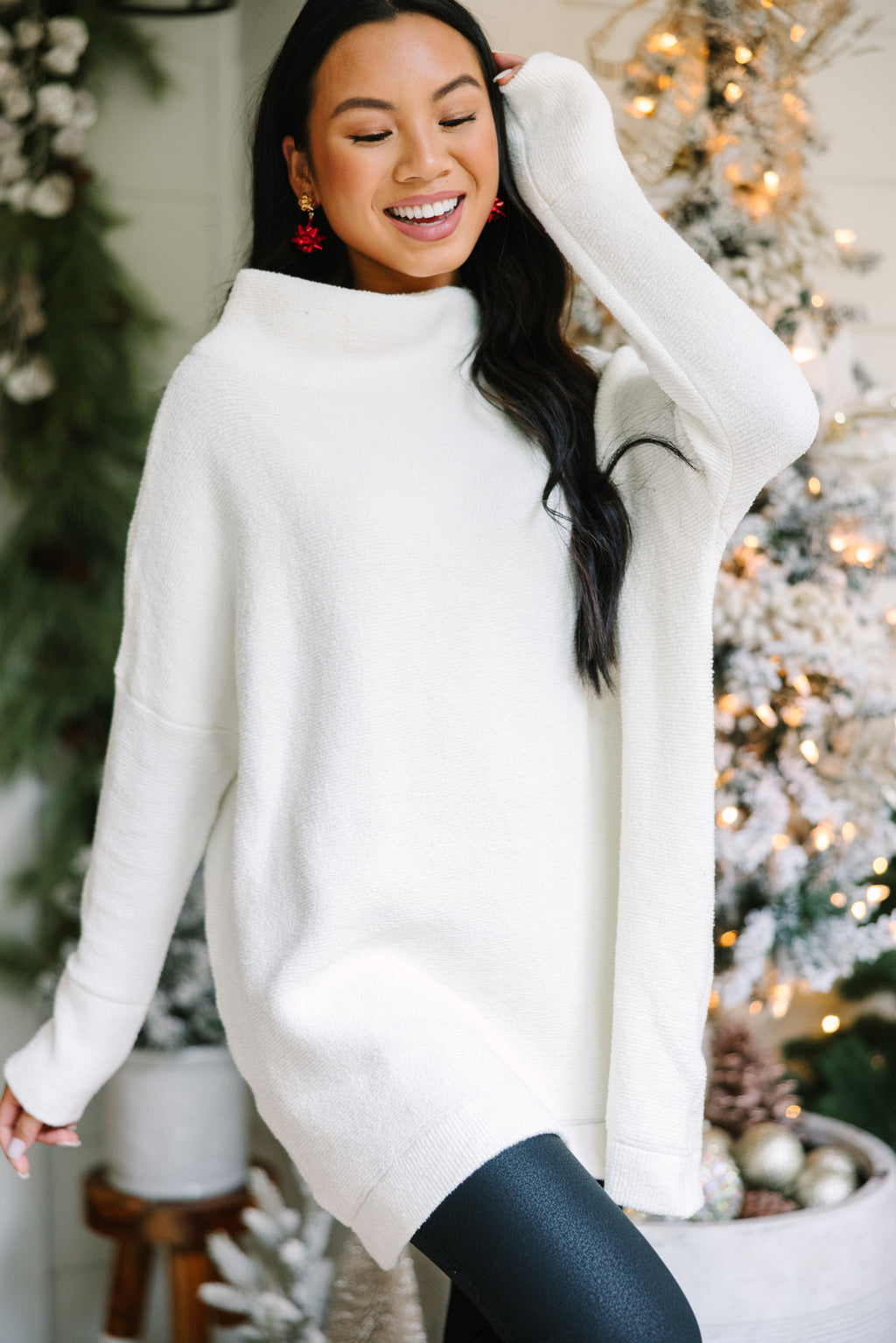 The Slouchy White Mock Neck Tunic – Shop the Mint