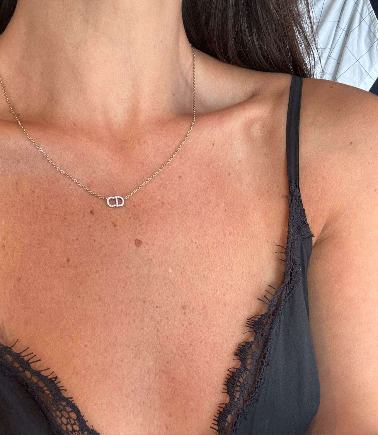 Christian Dior Petit CD Necklace in gold finish metal & silver