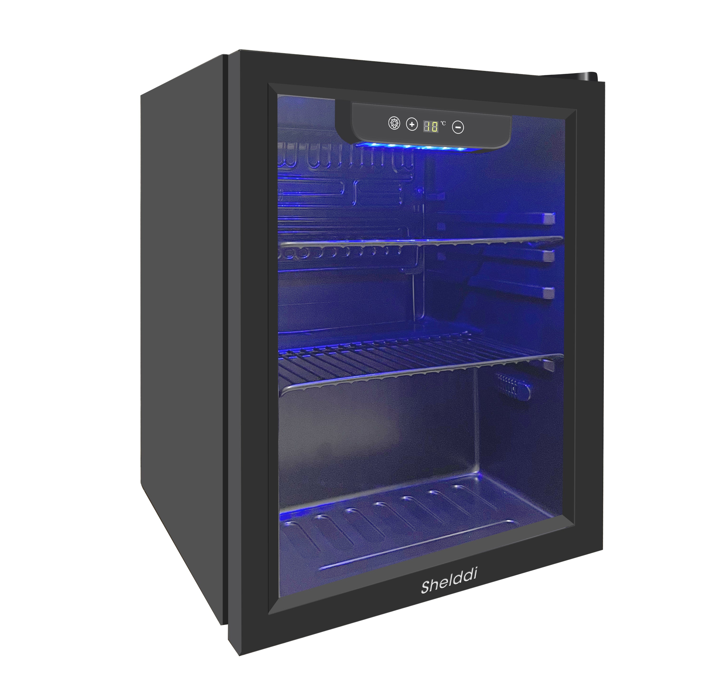 Shelddi 小型冷蔵庫 48L コンプレッサー式 透明ガラスドア おしゃれ