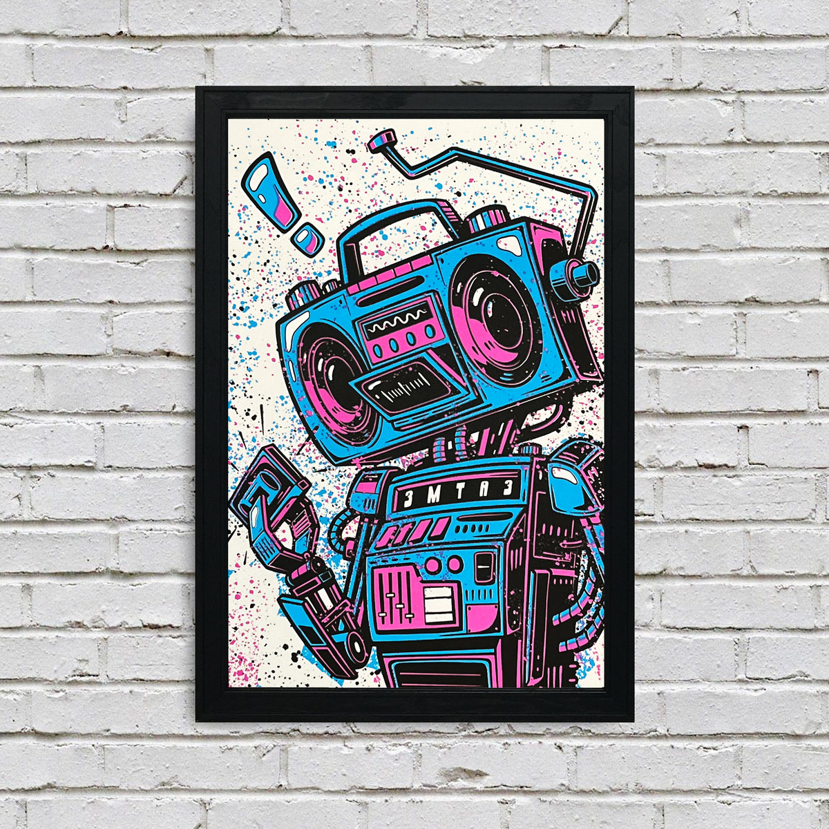 music-poster-boombox-robot-