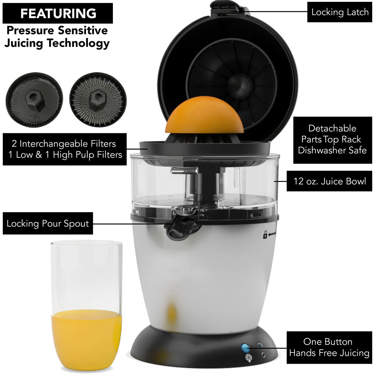 Hands Free Citrus Juicer – Sharper Image