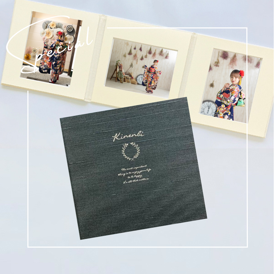 写真台紙 プリント印刷付き 仕上げ【シャンタン・ネイビー】L判 3面