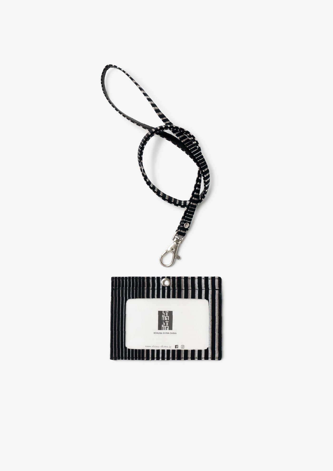 社員証ホルダー&ネックストラップ（#131 無彩キュービック） ｜小倉織