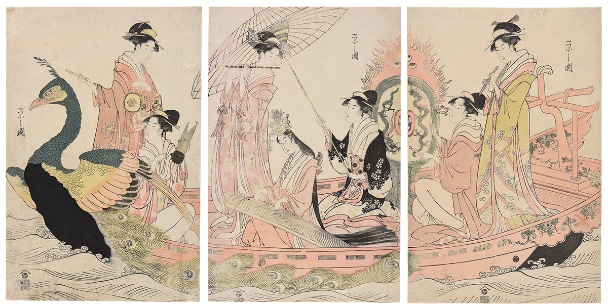 浮世絵 春画】鳥文斎栄之／春情四季画巻 巻子本 復刻版 都屋】秘蔵