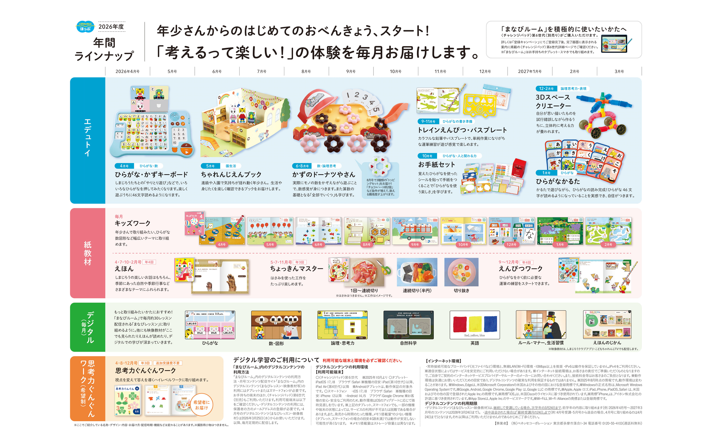2026年度〈ほっぷ〉講座の教材のご紹介｜しまじろう｜ベネッセ