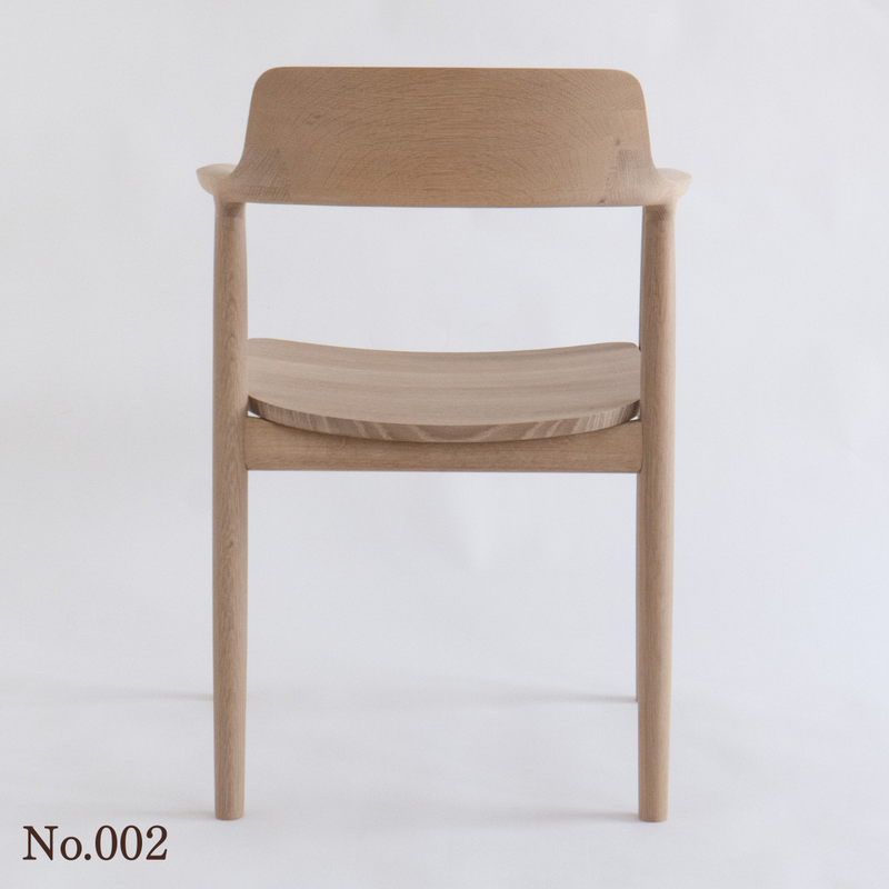 No.002】HIROSHIMA natural アームチェア（板座) ホワイトオーク