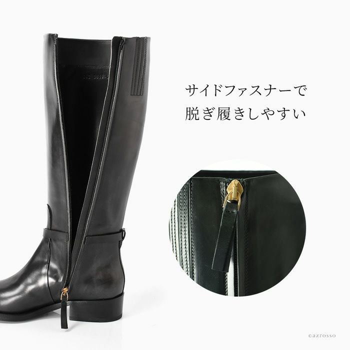 レザー ロングブーツ ベルト付き 本革 ヴィットリオヴィルジリ