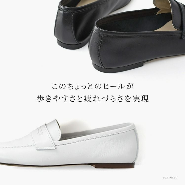 23cm-25.5cm｜柔らかい レザー ローファー 本革 ぺたんこ スリッポン