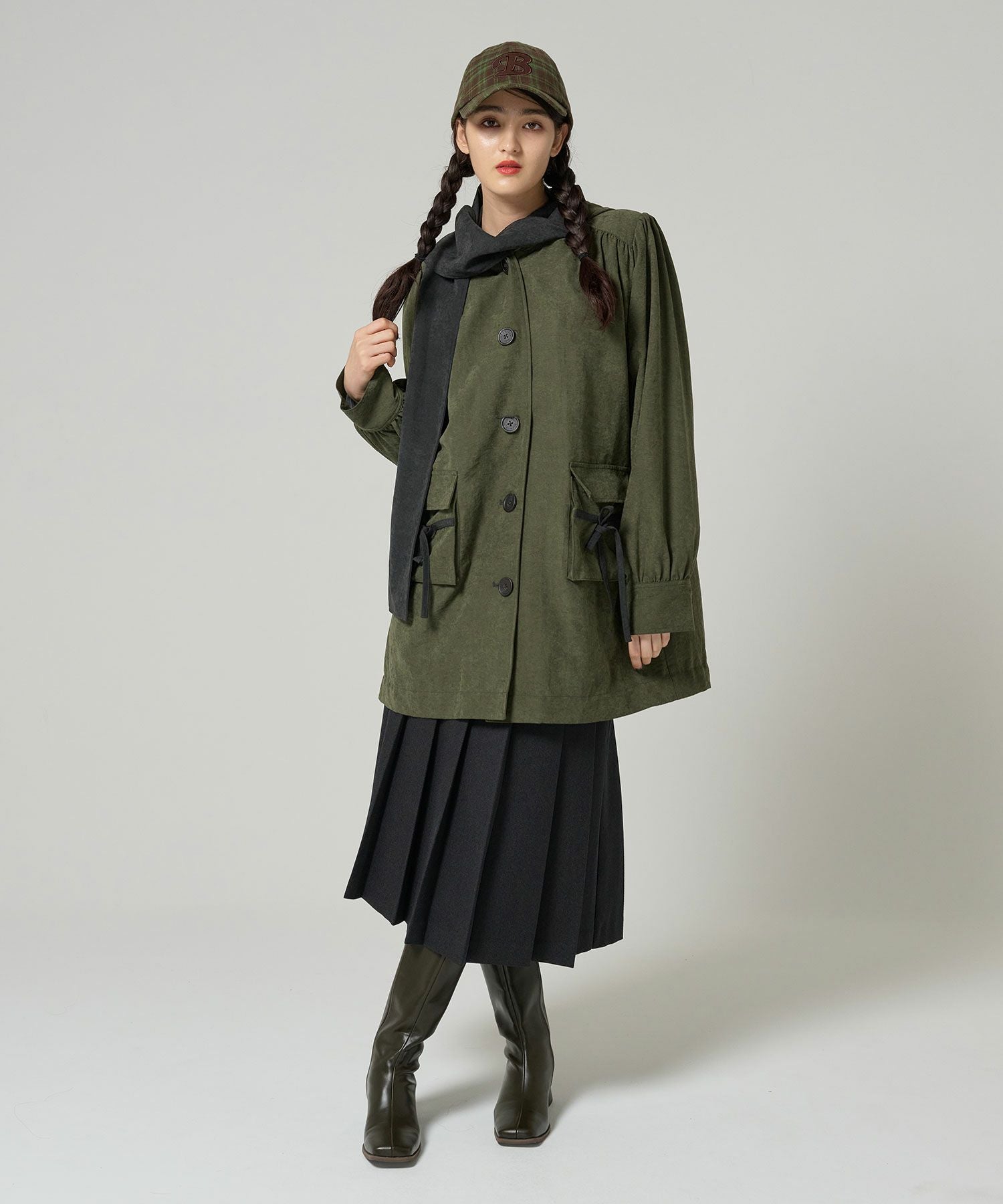 ストール付き フーディーコート TINA：JOJUN 全2色｜tnj131-0892【3