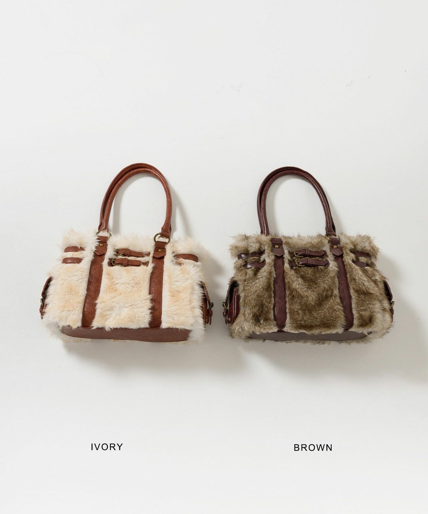 ヴィンテージライク フェイクファーハンドバッグ TINA：JOJUN 全2色