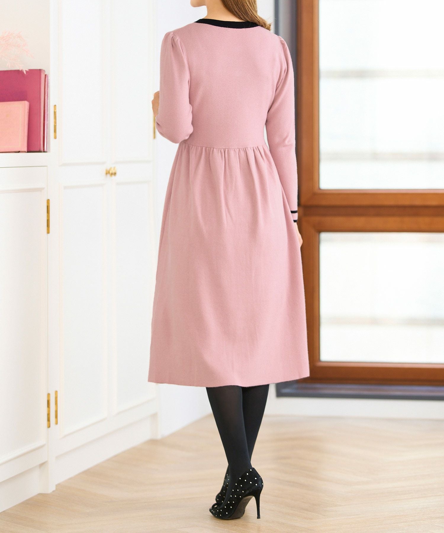 バイカラー ニット ワンピース 長袖 Prima Scherrer 全3色｜psc341