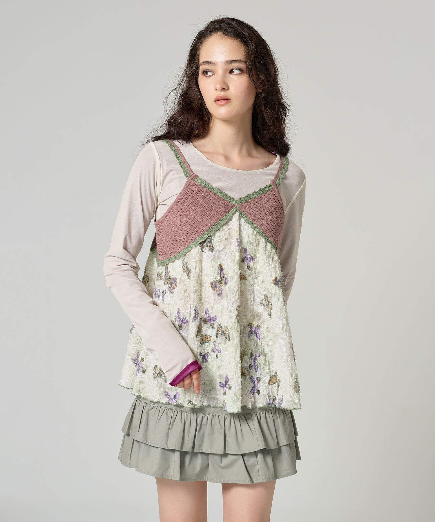 ヴィンテージライク ニットチュニック TINA：JOJUN 全2色｜tnj431-0888