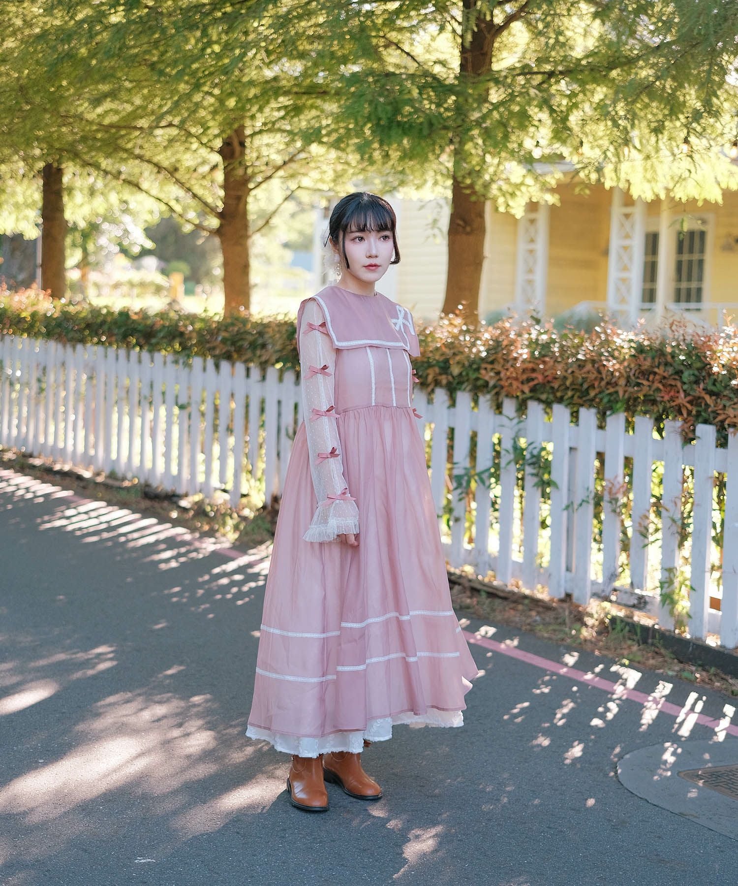 セーラーカラー レース ワンピース miolite 全2色｜mio341-0144【1