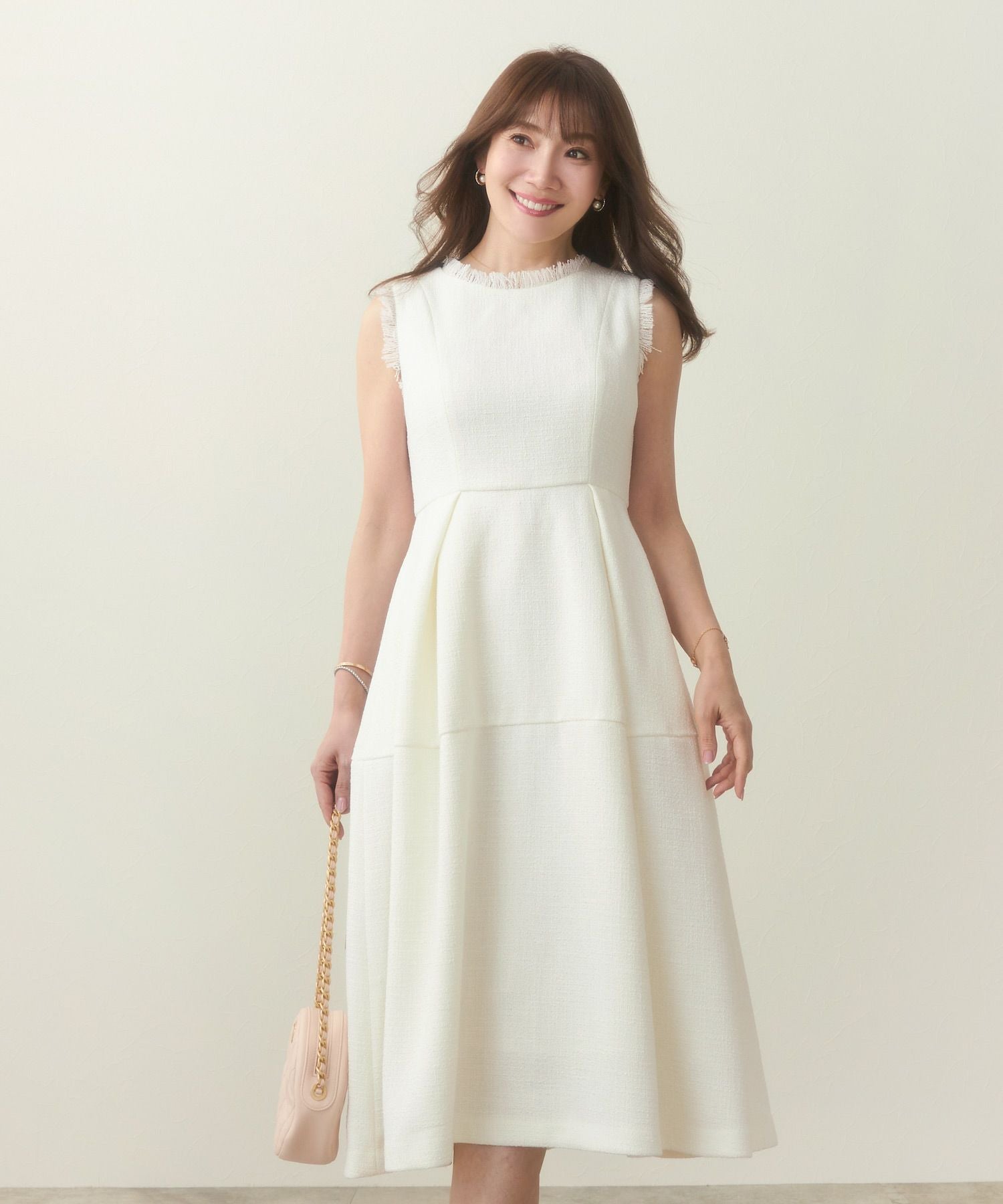 TIME-SALE ツイード フリンジ ワンピース Liala×PG 全2色｜lpg341-1833