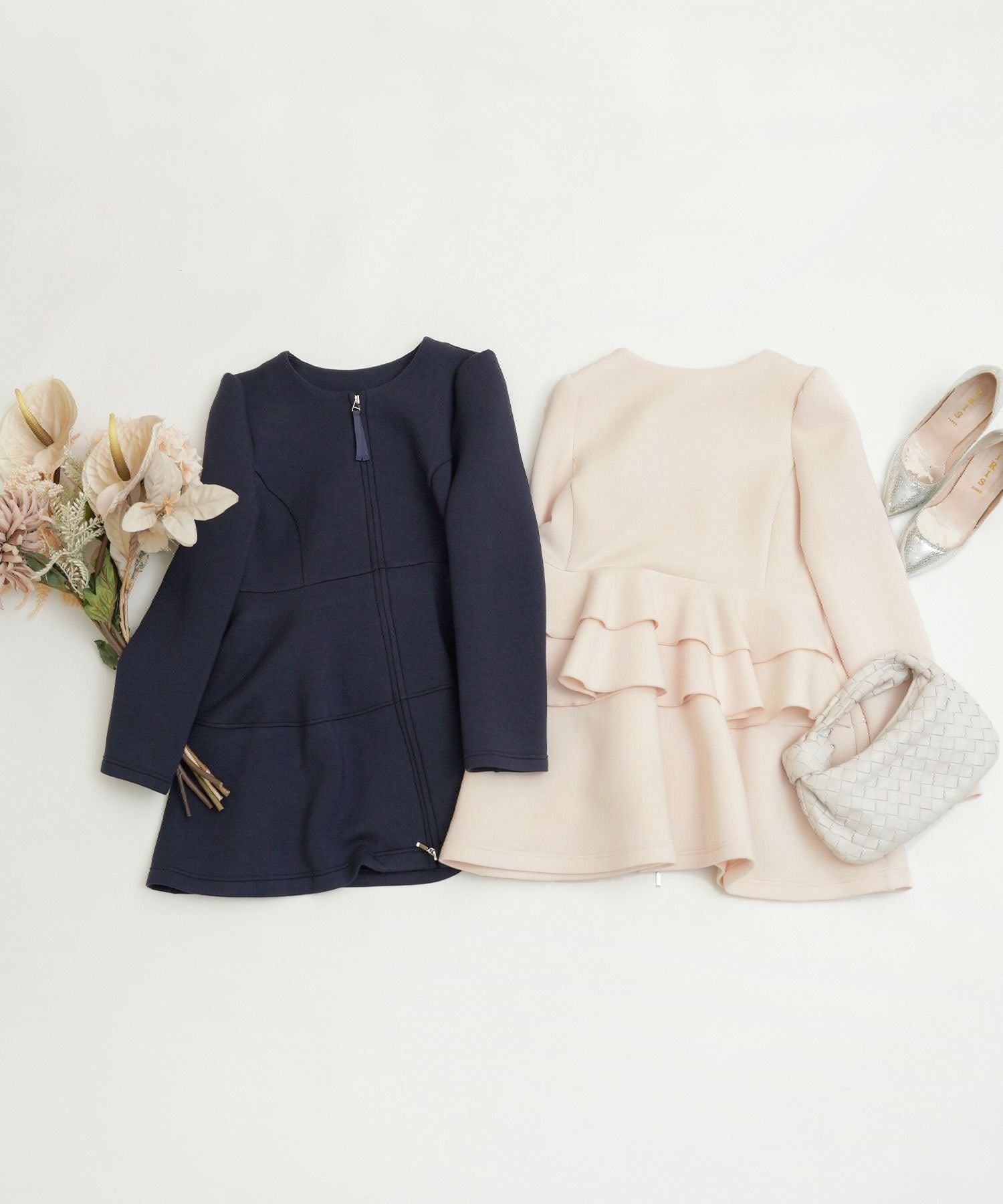 ダンボールニット 2段フリル ペプラム ノーカラージャケット Liala×PG