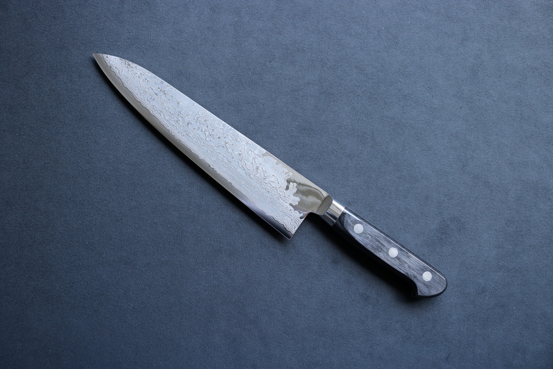 高村刃物製作所 牛刀「打雲」鍛造粉末不錆鋼ダマスカス共鍔 240mm