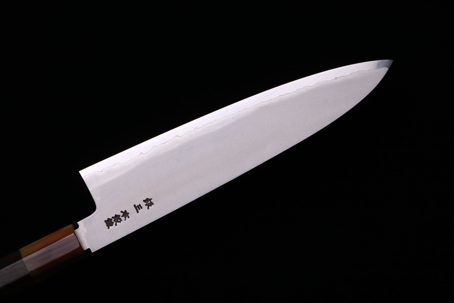 銀三 本鍛造 なしじ 和牛刀 包丁 21cm 牛刀 黒檀紫檀八角柄 銀三 鬼