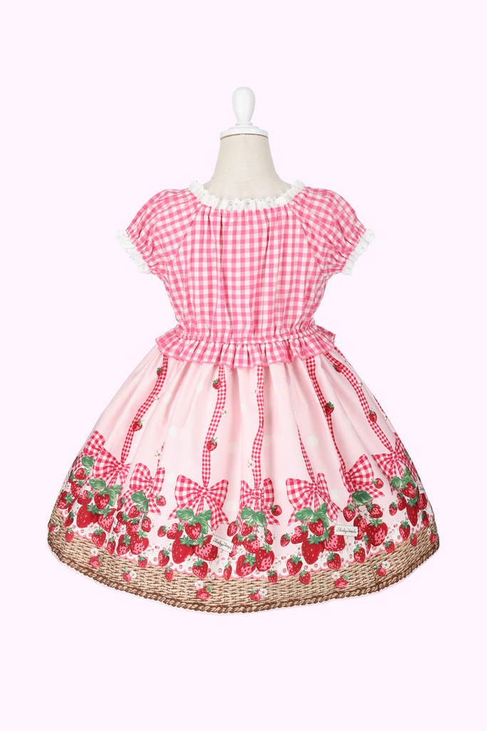 いちごバスケットプリントギンガムワンピース(Toddler) – Shirley