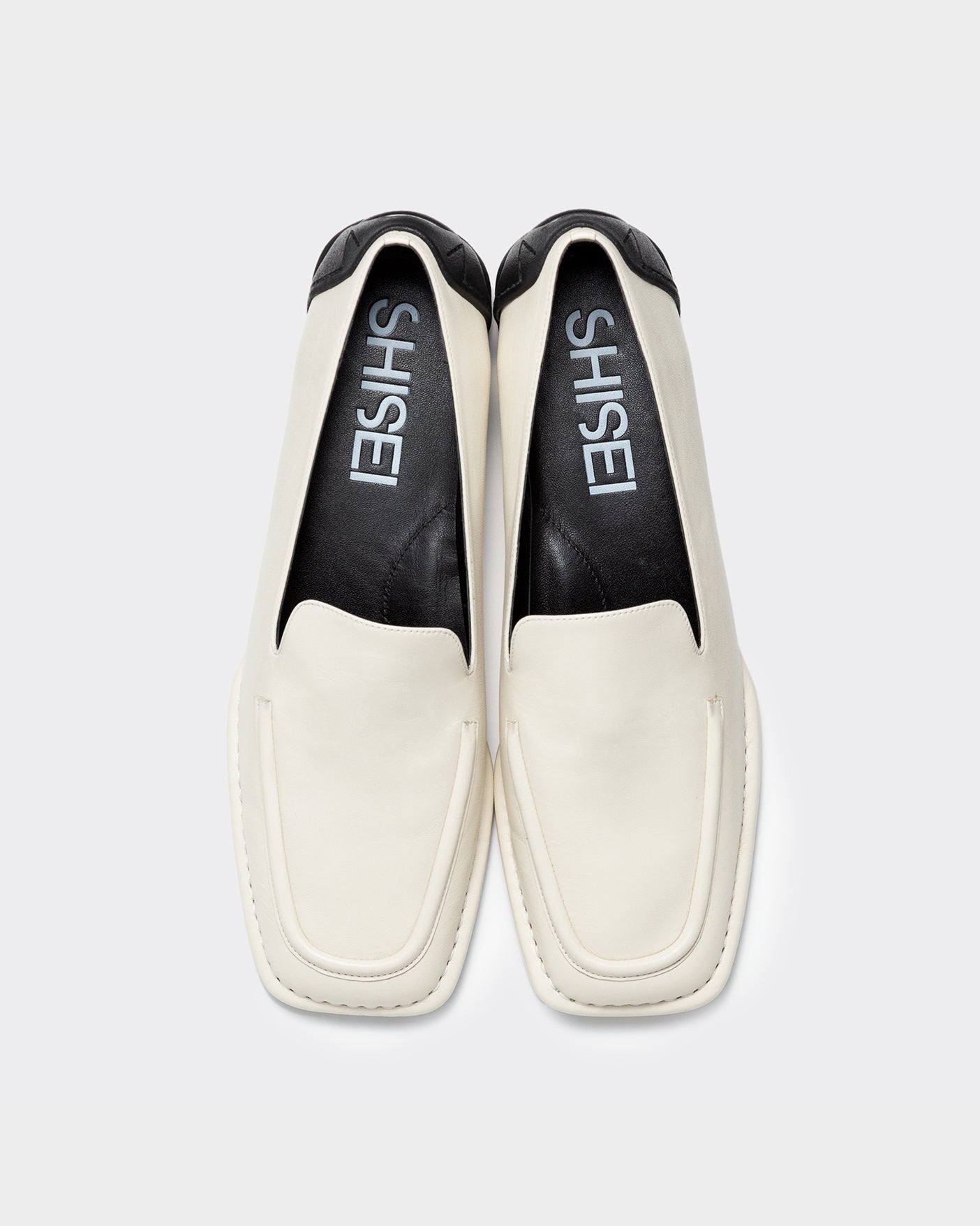 SQUARE LOAFERS / WHITExBLACK – SHISEI