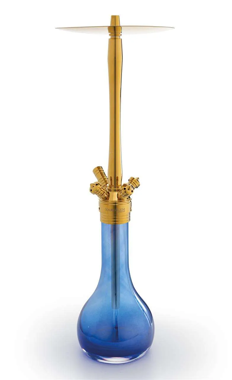 Nargilem Shisha Pipe Gold – Shiny Blue - Shisha Flavours Worldwide