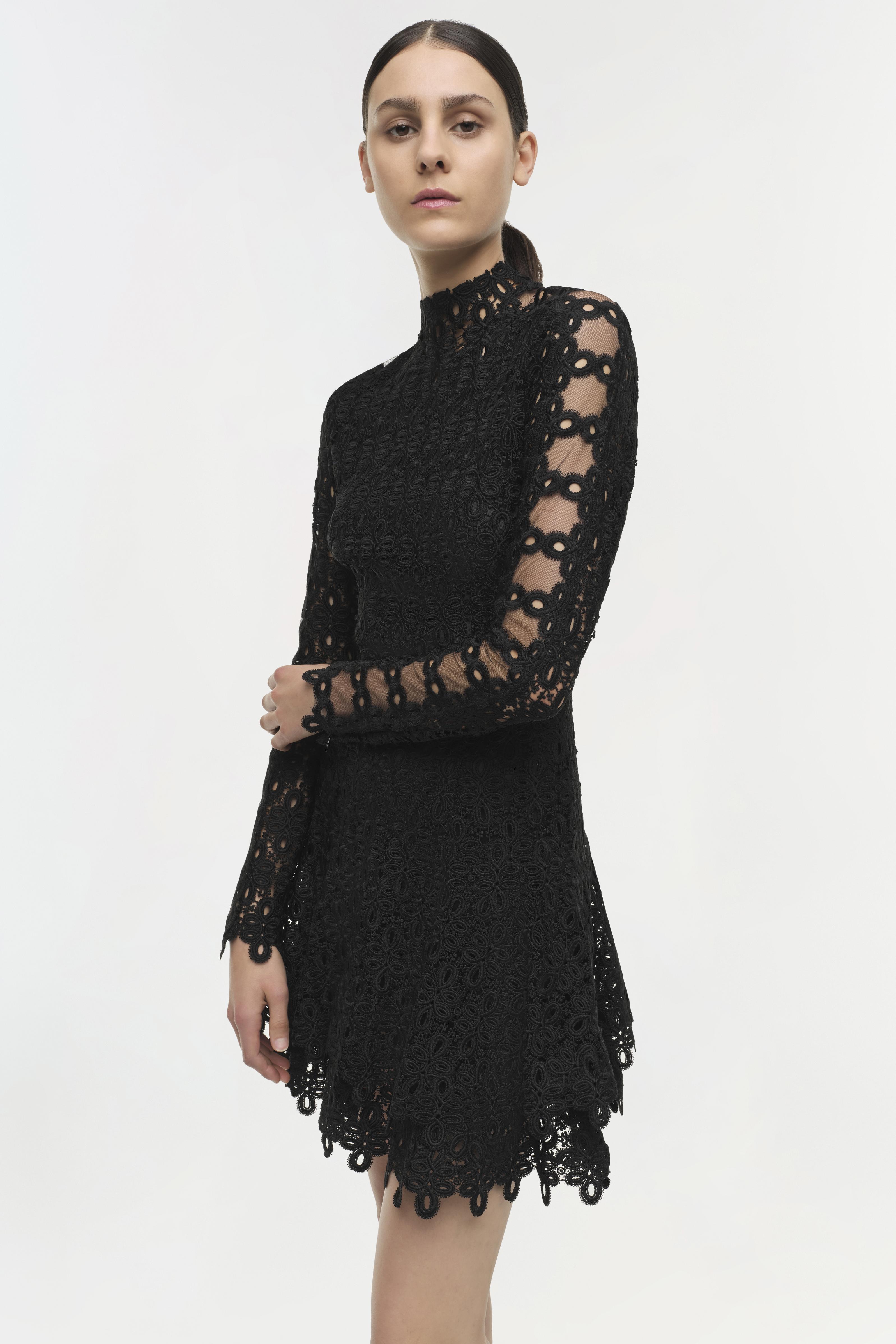 Core Joy Guipure Lace Mini Dress - Black | SIMKHAI