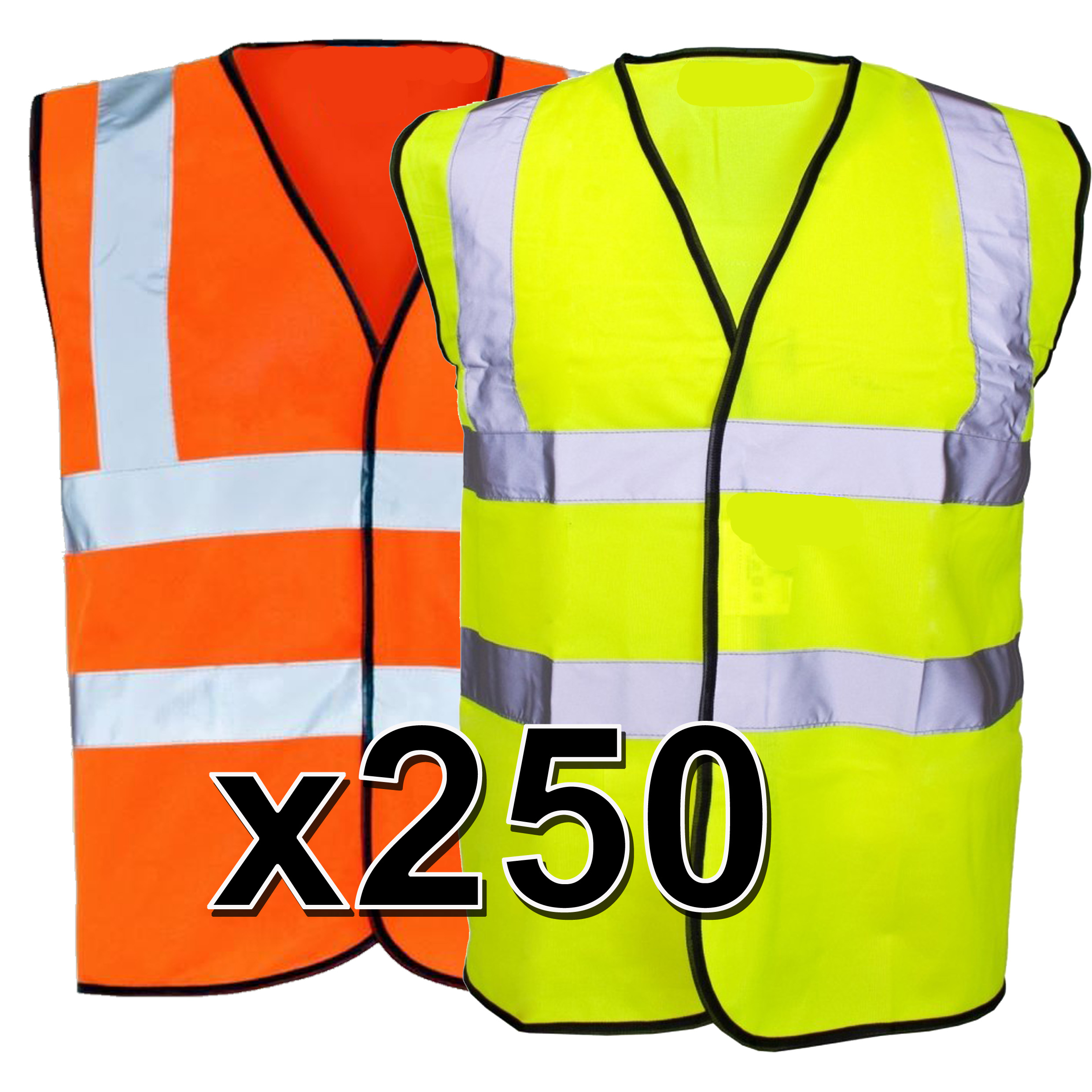 Bulk Buy x 250 Hi Vis Safety Vest Hi Viz Waistcoat Orange / Yellow