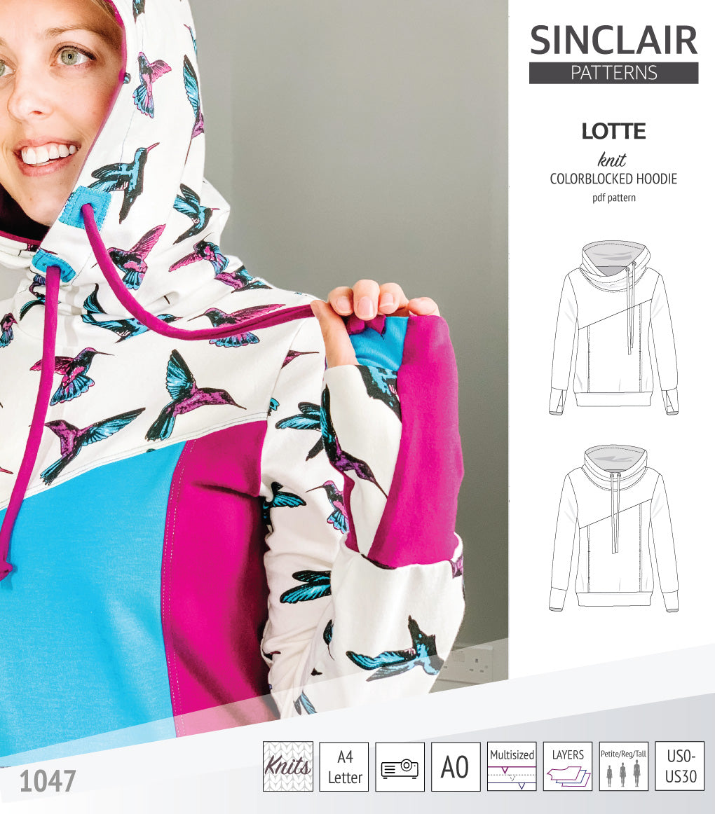 Lotte colorblocked hoodie for women (PDF) – Sinclair Patterns