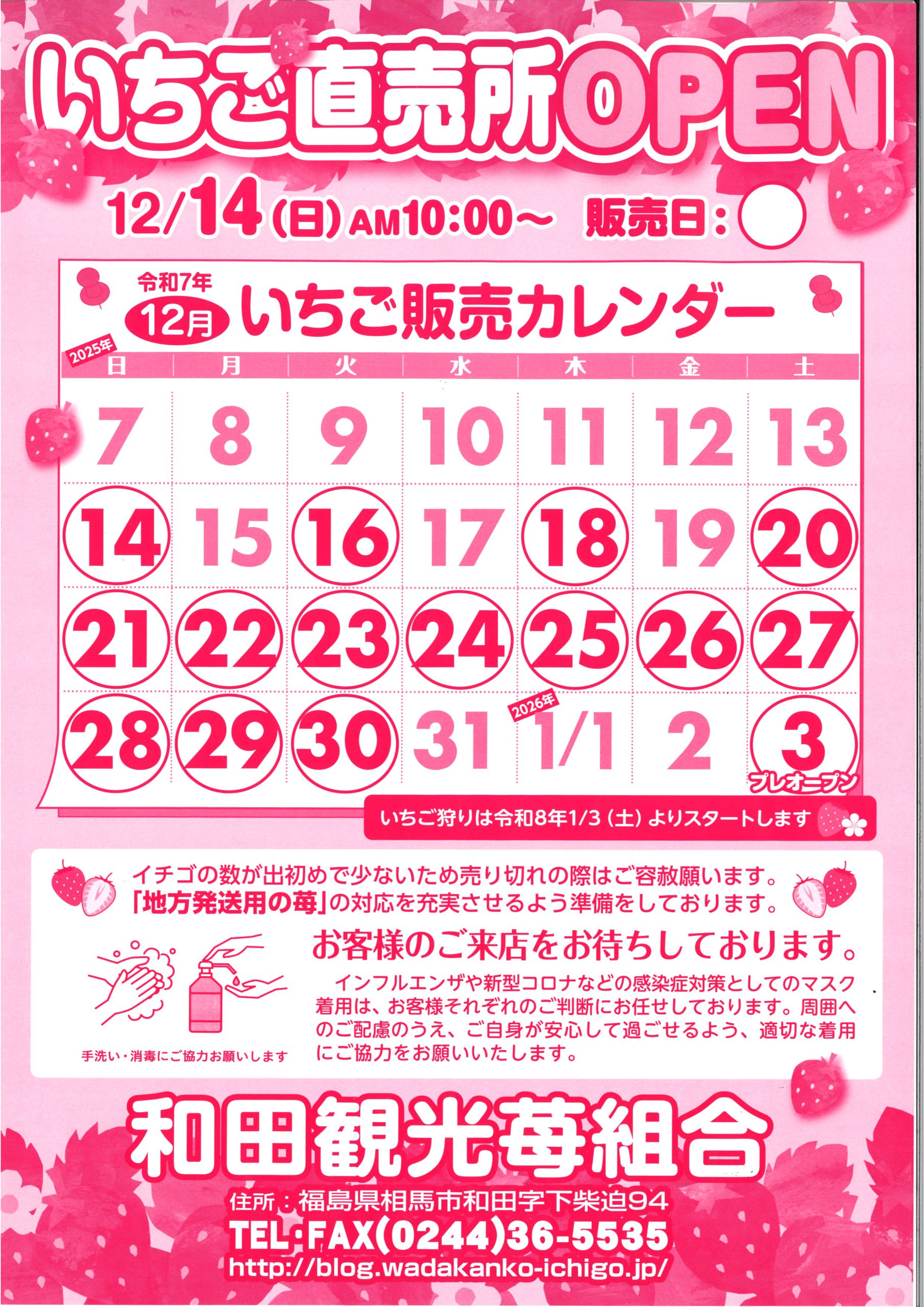 🍓いちご直売所OPEN🍓 | 相馬市観光協会オフィシャルサイト