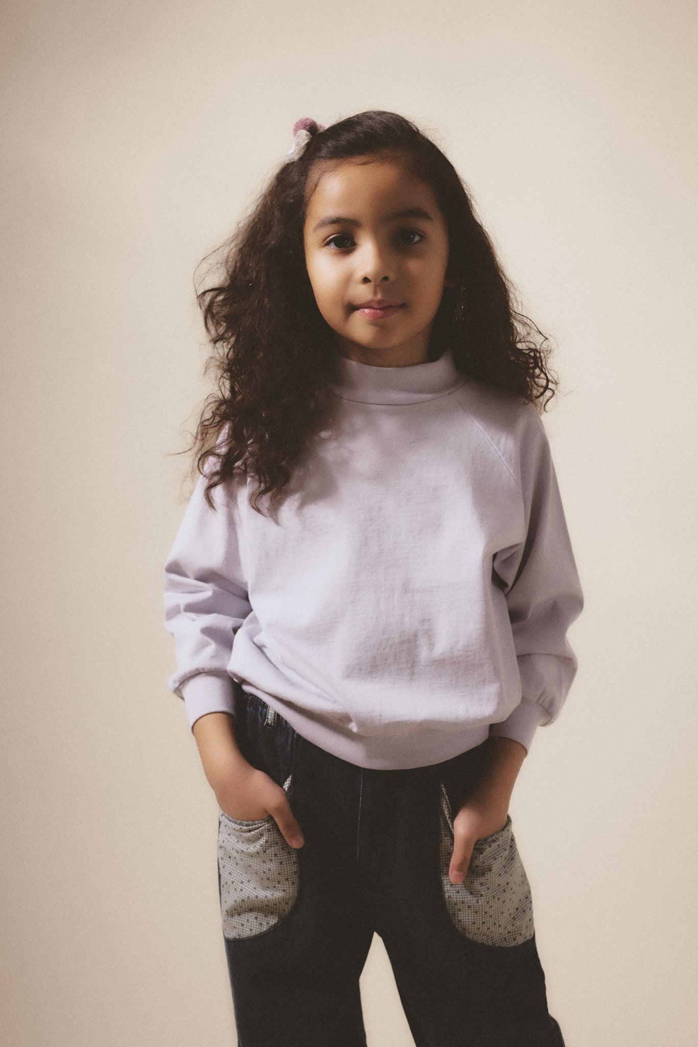 SOOR PLOOM Raglan Mock Tee sleet 4Y Raglan Mock Tee Wisp ploom