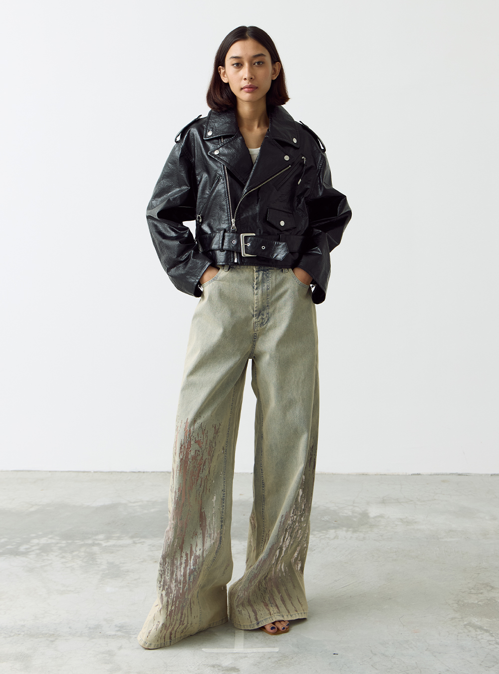 Metal Leather Narrow Belt Off White - By TOGA ARCHIVES societyA