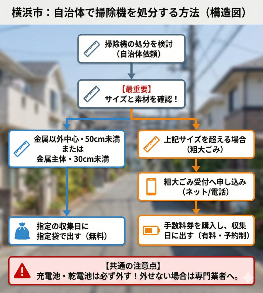 横浜市の掃除機処分方法｜費用・持ち込み・無料回収の注意点を解説