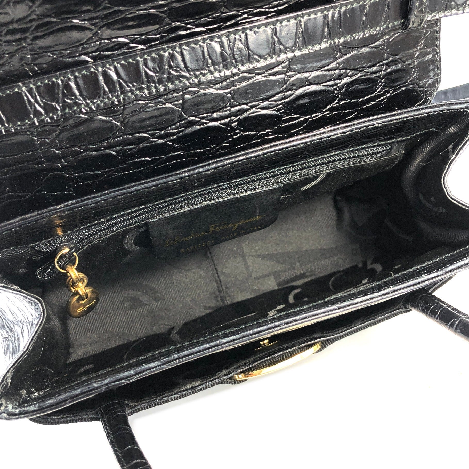 Salvatore Ferragamo Vala Crocodile embossed Shoulderbag Handbag