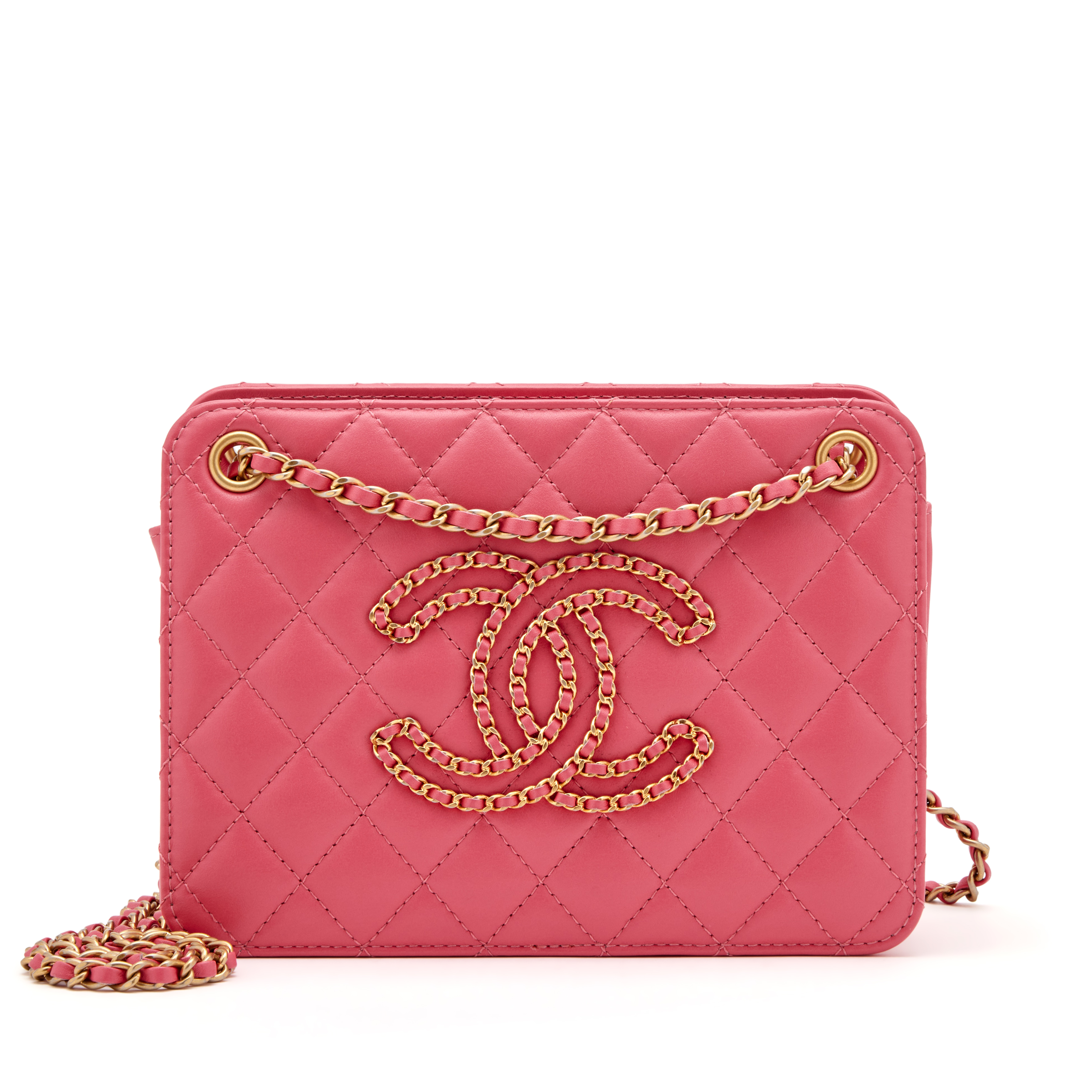 Chanel Rose Pink Quilted Calfskin Chain CC Small Once Upon A Time