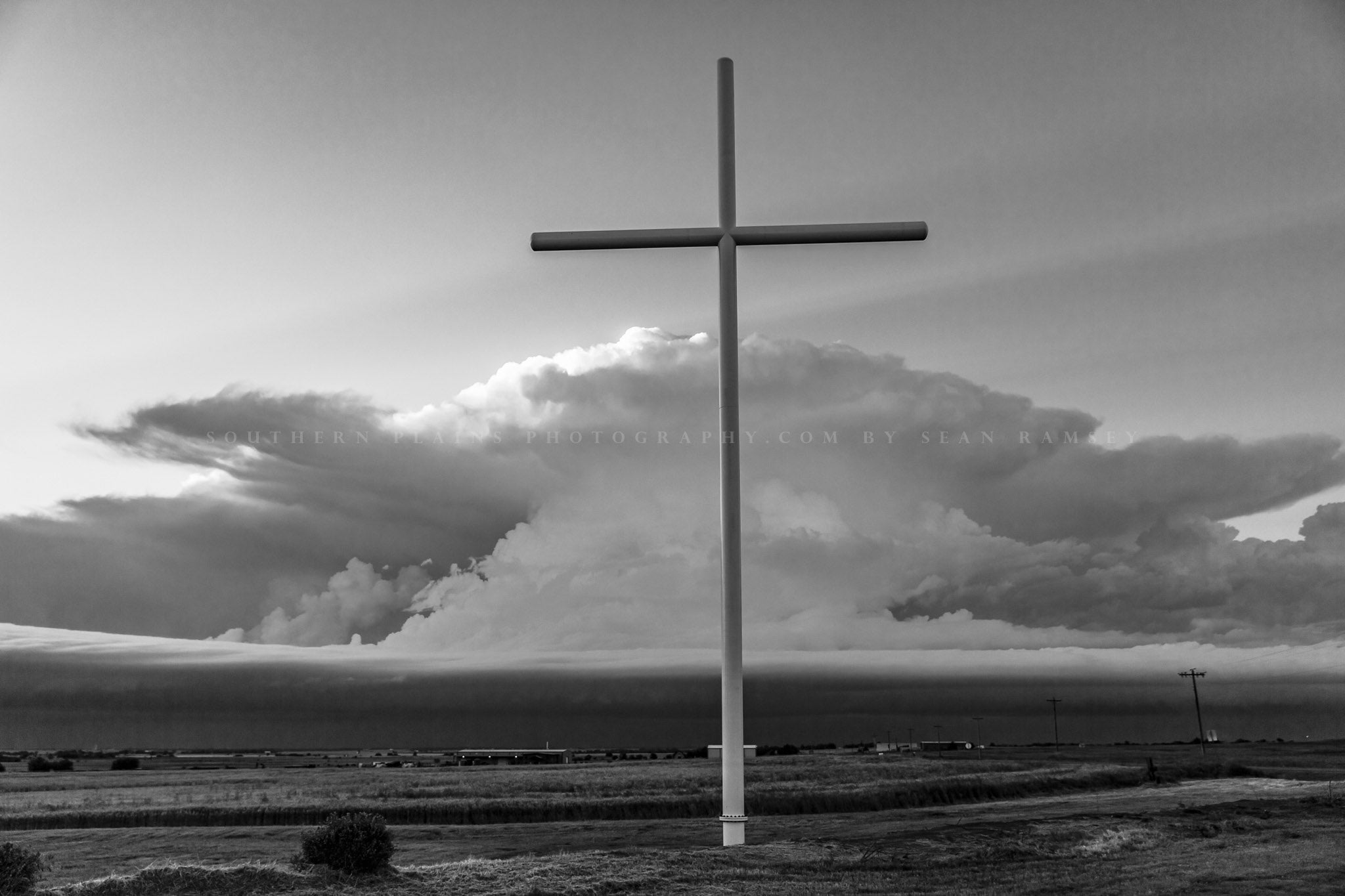 Cross Photography Print | Storm Picture | Black and White Wall Art