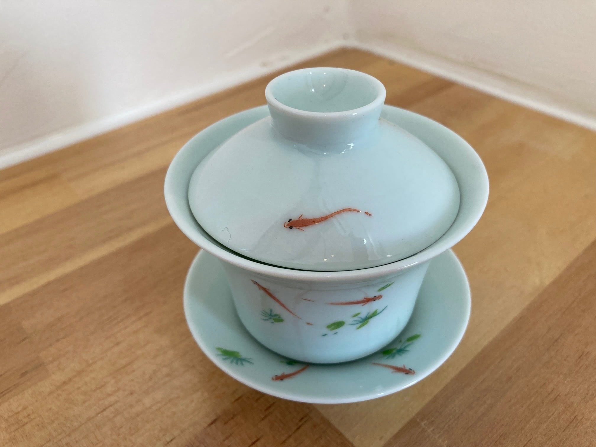 三希 遊漁 蓋碗