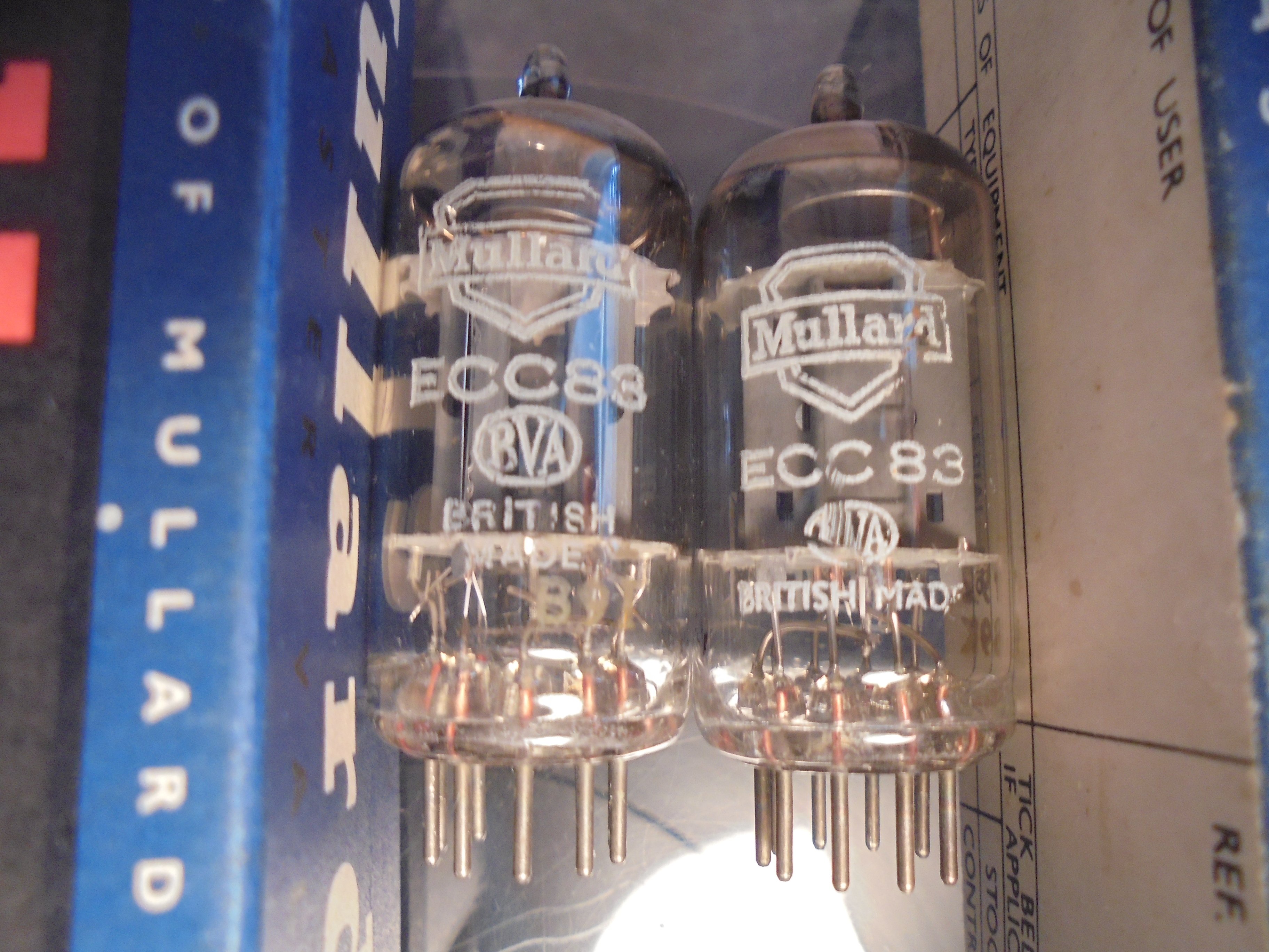 MULLARD ECC83 12AX7 BRITISH 1959 LONG PLATE NOS NIB VALVES - Hi-Fi
