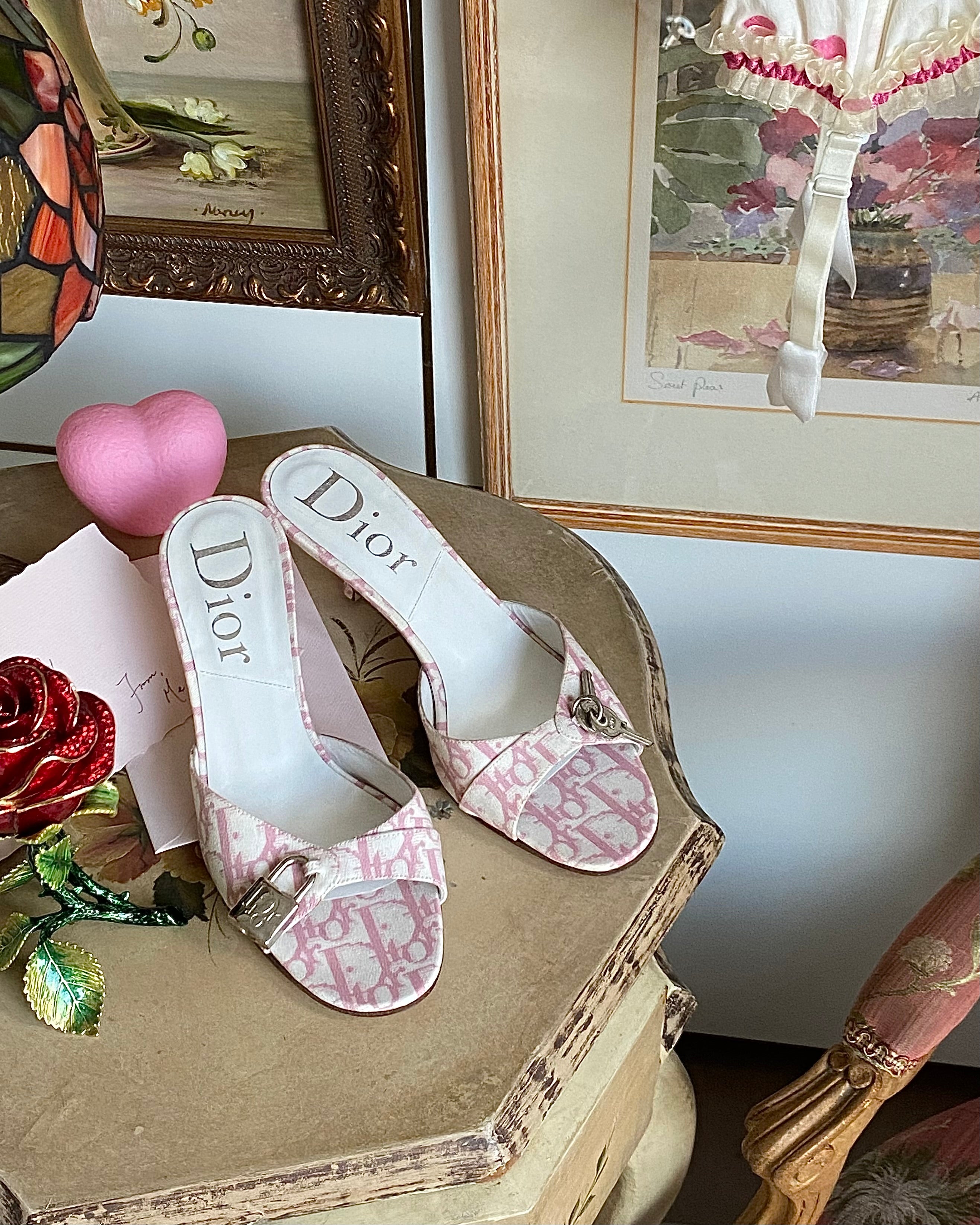 Dior Pink Monogram Key & Lock Mules – Sous Les Fleurs