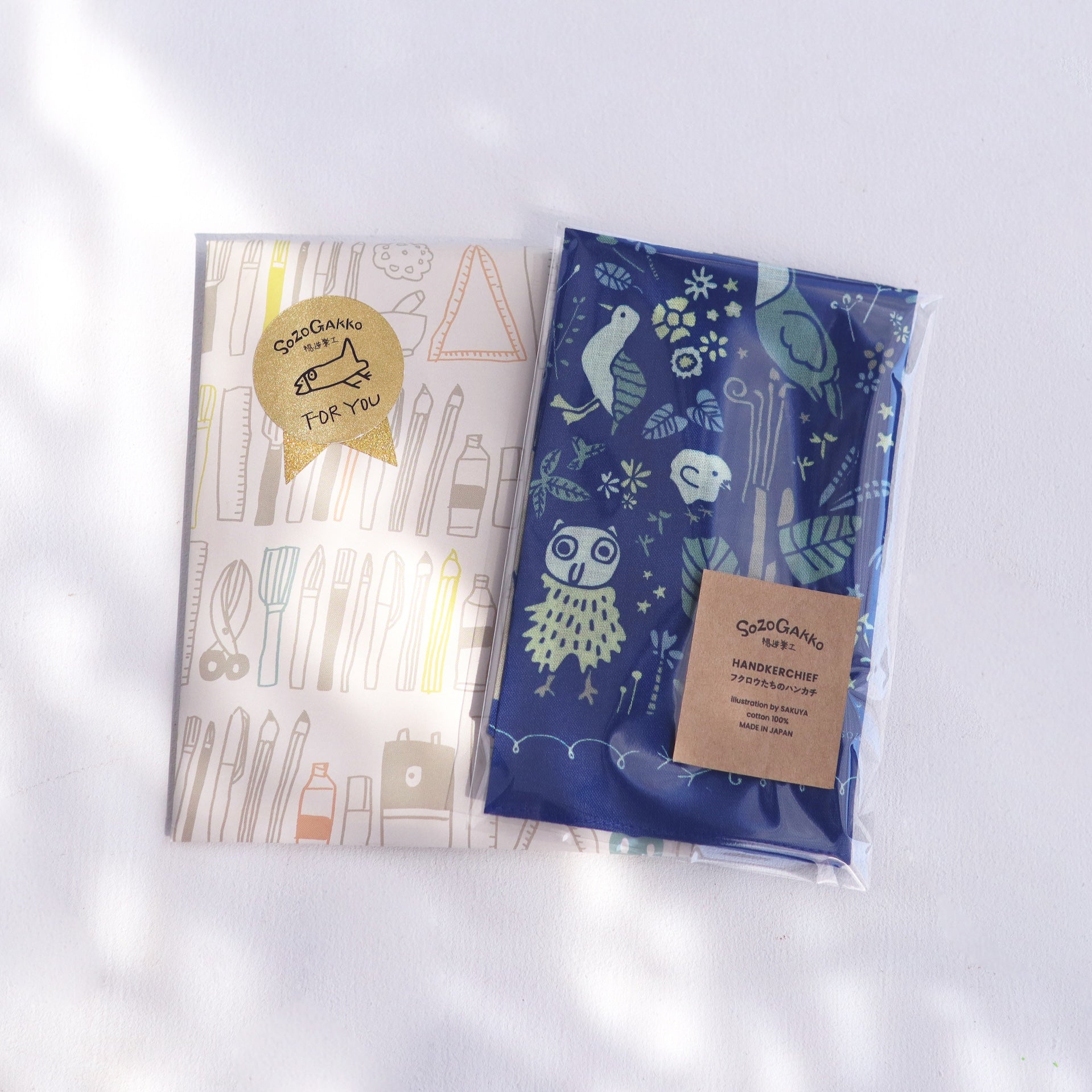 ギフト対応】BIRD SINGハンカチ｜鳥 / 花 / コットン100％ / ギフト