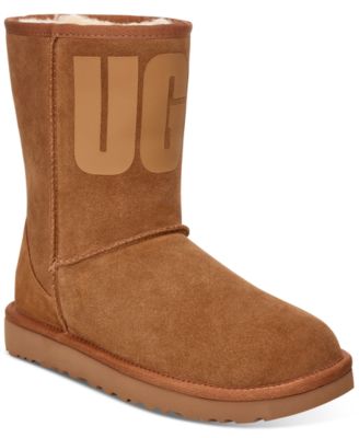 UGG® Women's Classic Short Rubber Logo Cold-Weather Boots - Macy's