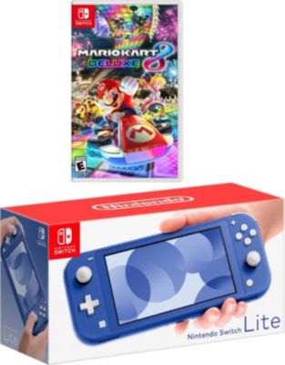 Nintendo Switch Lite Blue Bundle With Mario Kart 8 Deluxe Game