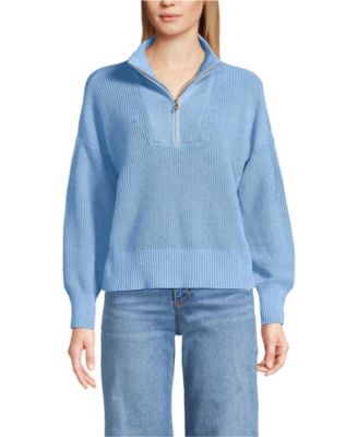 Lands' End Women's Drifter Shaker Wedge Quarter Zip Sweater - Macy's