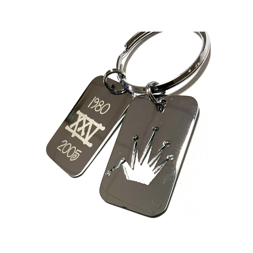 Stussy Dog Tag Keychain XXV Anniversary Silver