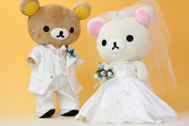 リラックマとコリラックマのウェルカムベア ウエディングドレス