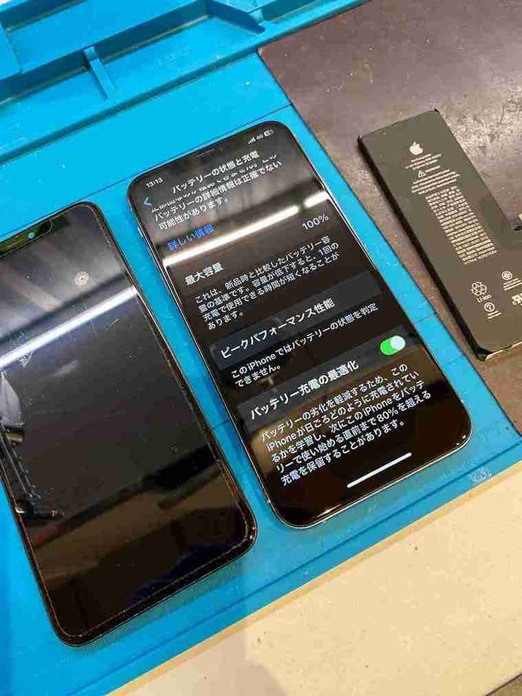 天六・梅田】iphoneが砂嵐で何も見えない！バッテリーも劣化…同時修理