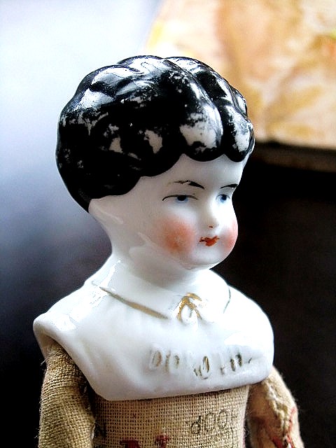 人形の家 アンティーク チャイナヘッドドール アルファベット プリント