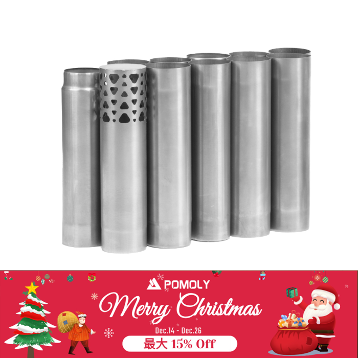 チタン煙突セット 入れ子式煙突 | Φ70mm - 76mm 可変式 着脱式 筒型