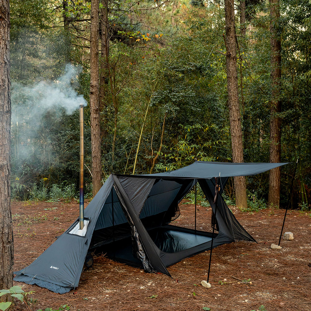 STOVEHUT 20 超軽量 パップテント | 前室あり 軍幕テント煙突穴付き